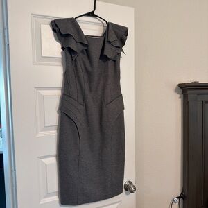 FENDI Elegant Gray Ruffle Sleeve Dress